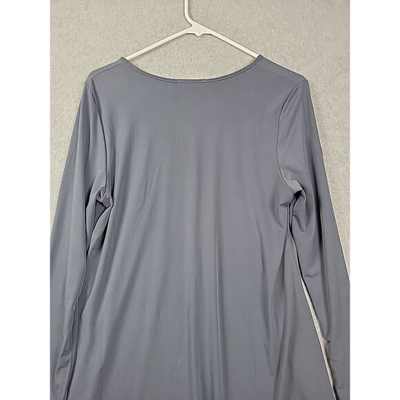 Franne Golde Gray LS V Neck Tunic Top Women's Large Stretch USA Made - Picture 7 of 12